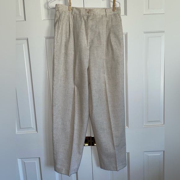 VINTAGE Sag Harbor Cream Linen Blend Trouser Pants, Size 12 Reg, EUC - Picture 2 of 7